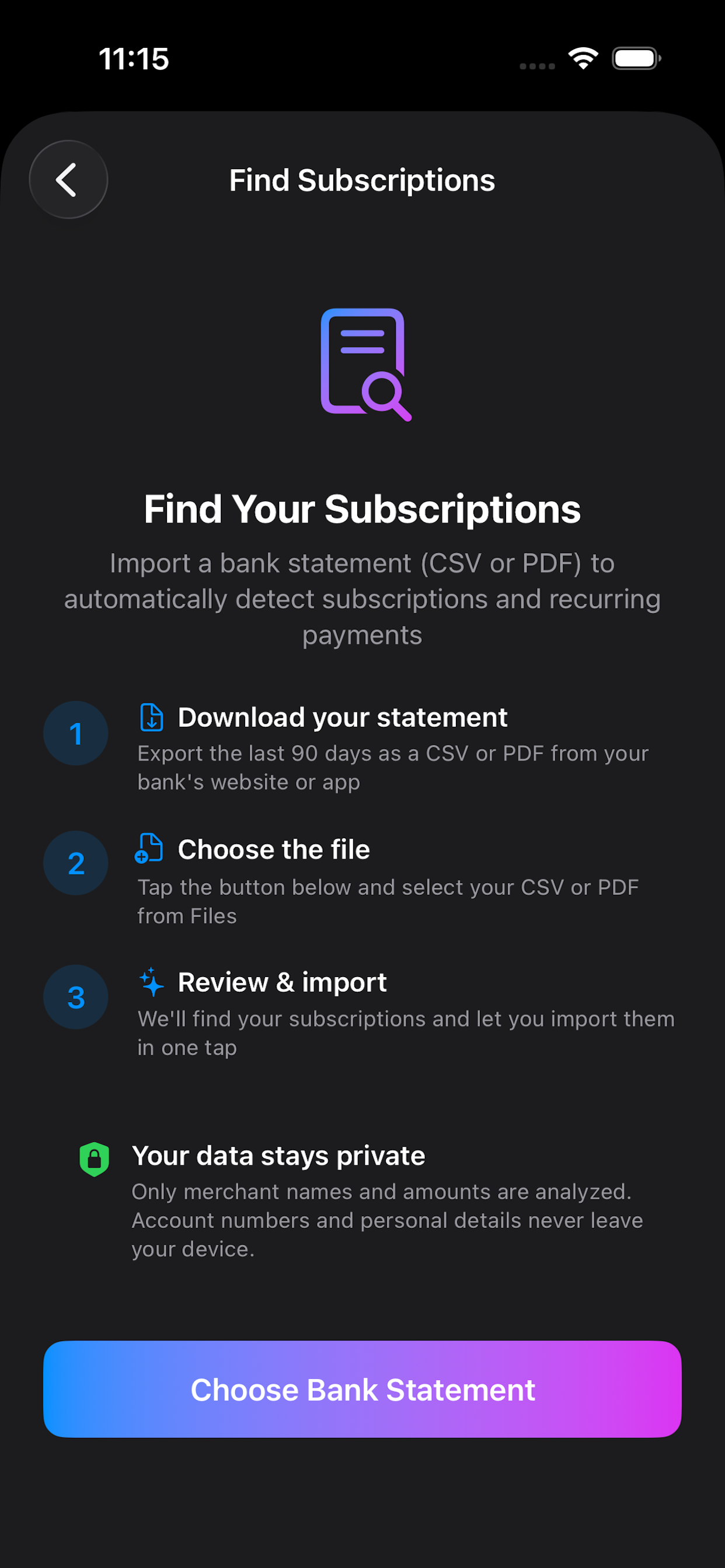 Bank statement import